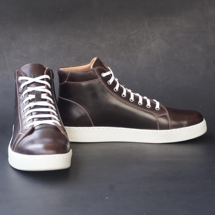 Songo High Top Rubber Sole Sneakers with Pull Up Leather